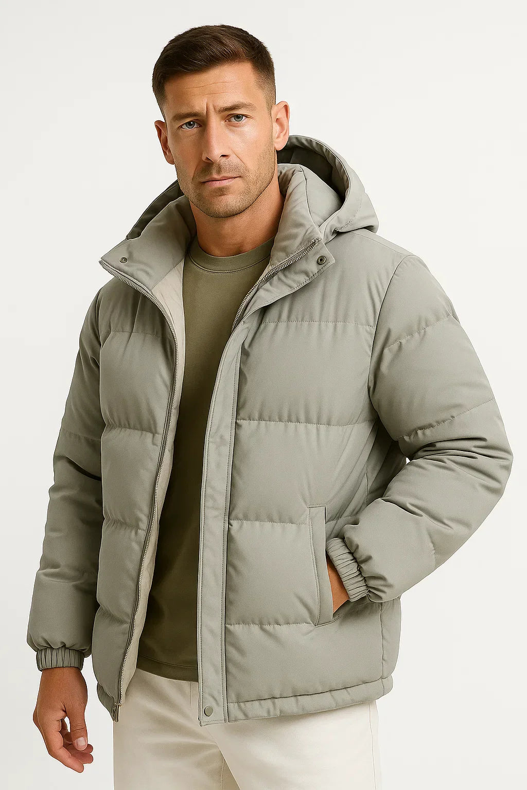 Men's Hooded Windproof Winter Parka Jacket For Casual Layering Loose Fit Durable Comfort