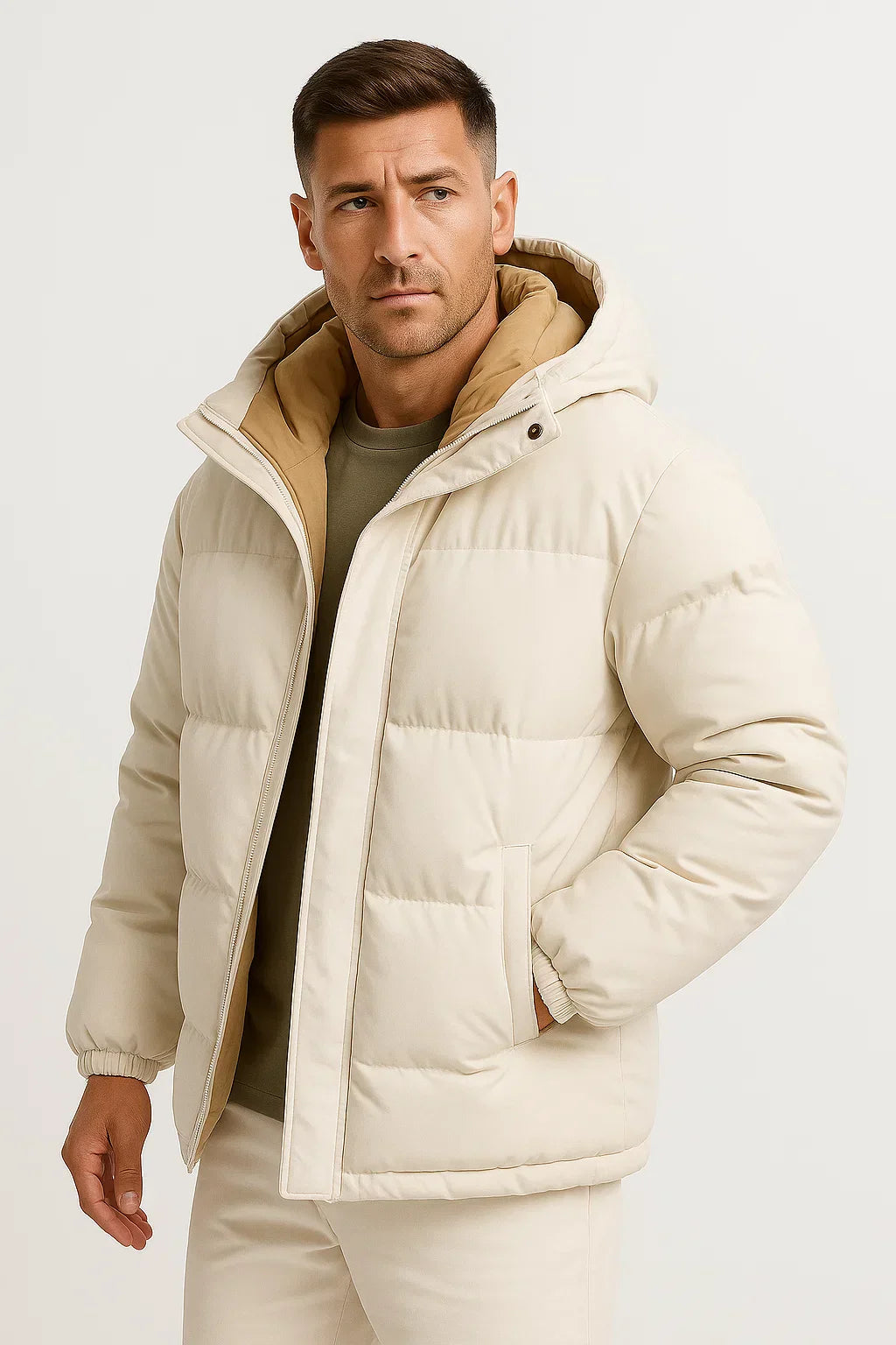 Men's Hooded Windproof Winter Parka Jacket For Casual Layering Loose Fit Durable Comfort