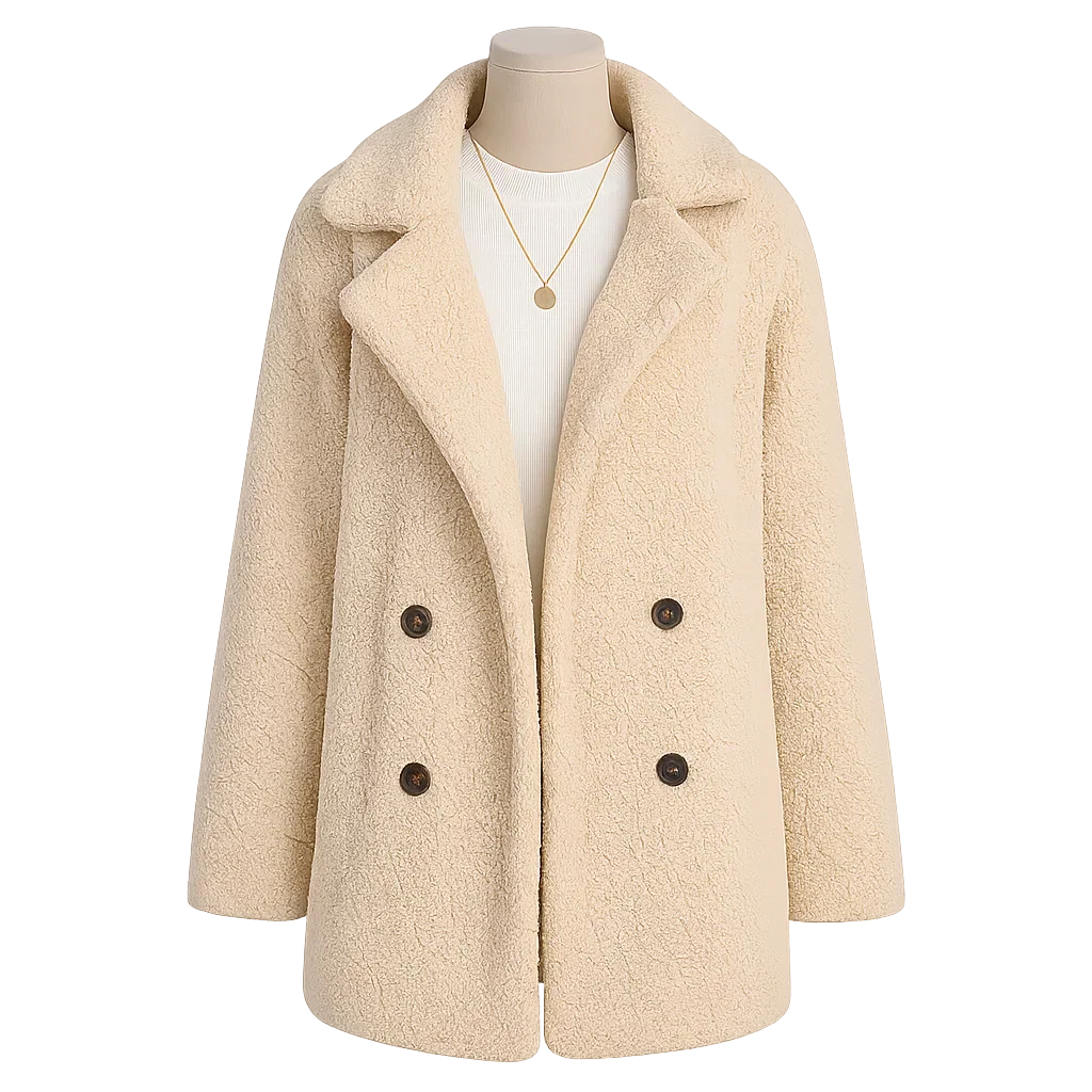 Women’s Fuzzy Button-Up Coat | Winter
