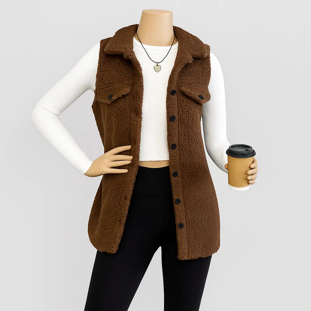 Women’s Sleeveless Long Vest | Cozy Casual Layer for Fall