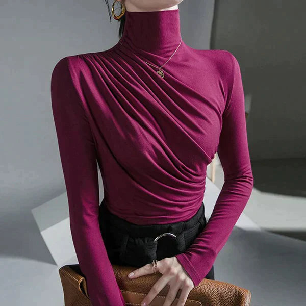 Beatrix | Elegant Blouse for Women with Pleats and Roll Neck