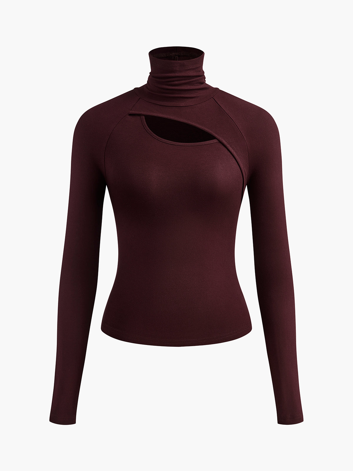 Womens Turtleneck Cutout Top Long Sleeve Fitted Going Out Top