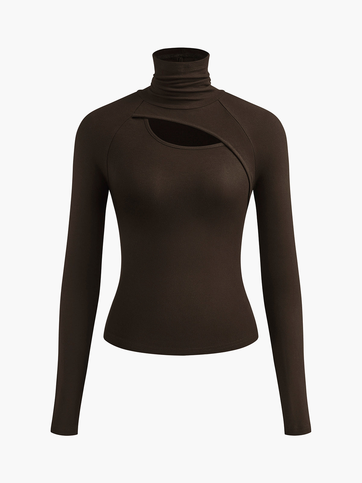 Womens Turtleneck Cutout Top Long Sleeve Fitted Going Out Top