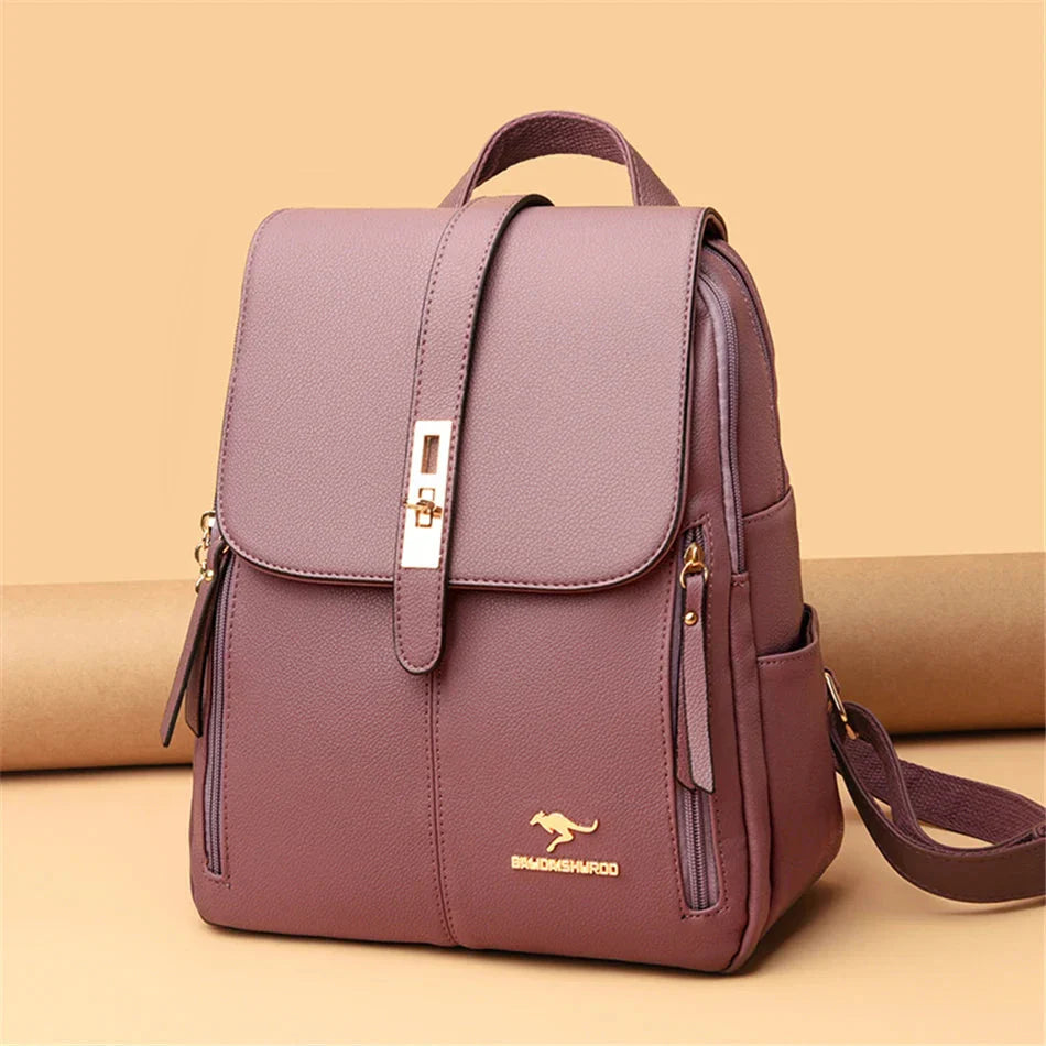 Women's backpack with firm shape | With flap and buckle closure