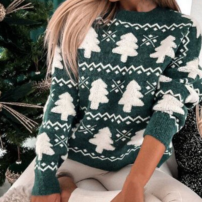 Christmas tree shaped knitted sweater for women - Winter