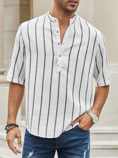 Robert | Stylish short-sleeve shirt for men in striped design