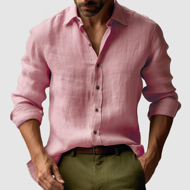 Men's Button Up Long Sleeve Shirt For Effortless Style And Versatile Layering Everyday Wardrobe Essential