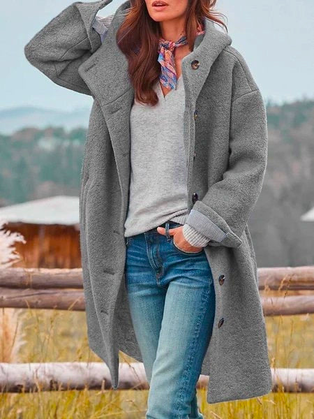 Kalani Comfortable Coat Unisex Casual Wear Breathable Cotton Polyester Blend Medium Length Button Closure