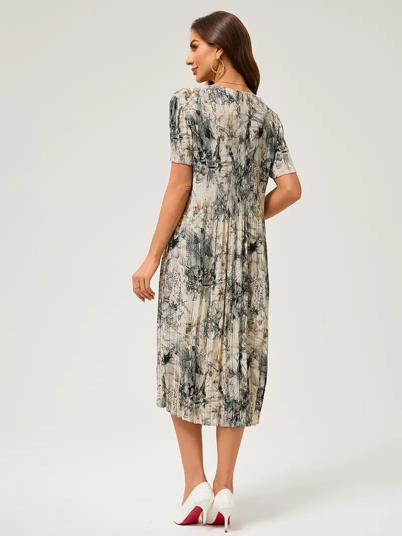 Pien Summer Dress For Women Pleated Print With Elegant Comfort And Modern Style Chic