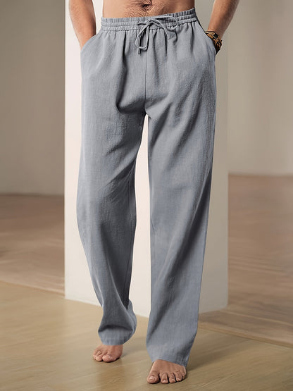 Max Mens Relaxed Fit Drawstring Pants With Breathable Cotton Blend And Adjustable Waistband