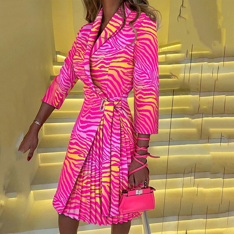 Nesrine Sleek Notched Collar Blazer Dress For Professionals