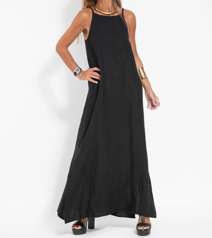 Airy Sleeveless Maxi Dress Women Halter Neck Ankle Length With Side Slits Effortless Lightweight