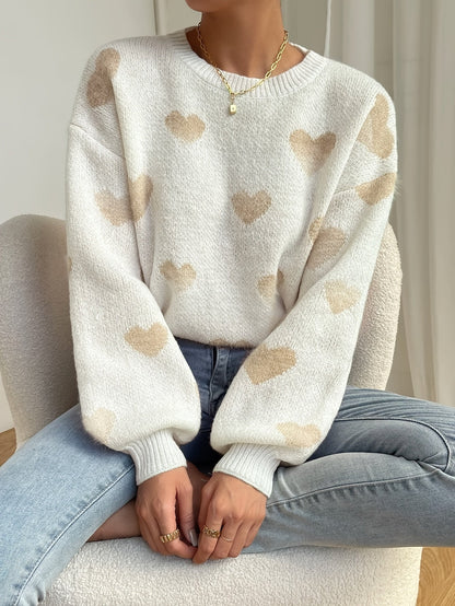 Eloura-Moda | Loose sweater with hearts women's