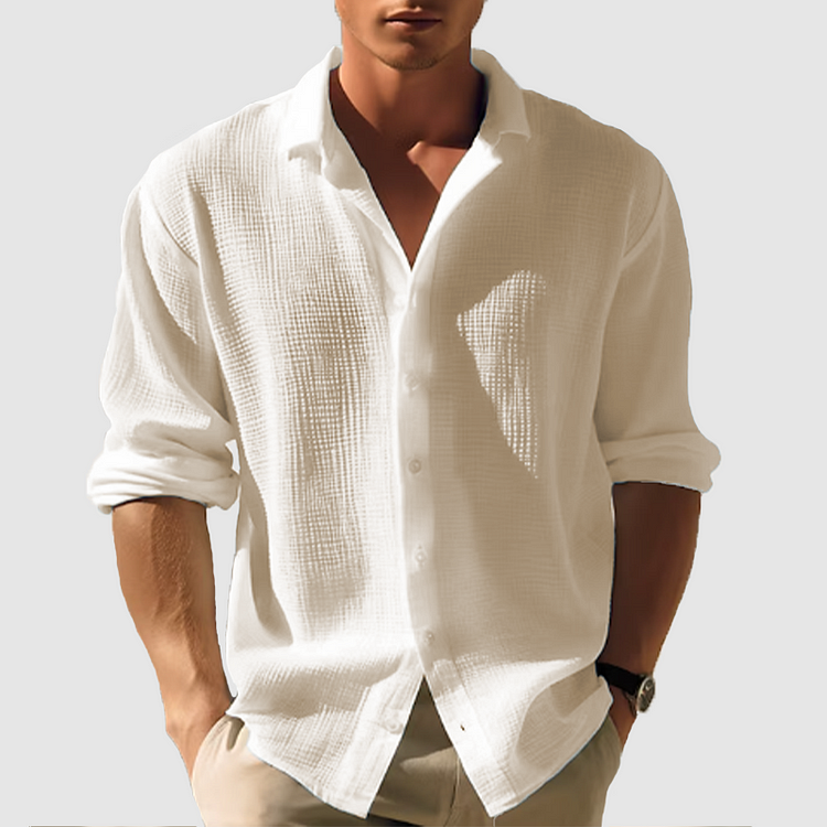 Men's Textured Button Up Shirt Long Sleeve For Men Versatile Everyday Wear An Everyday Essential Wardrobe Staple