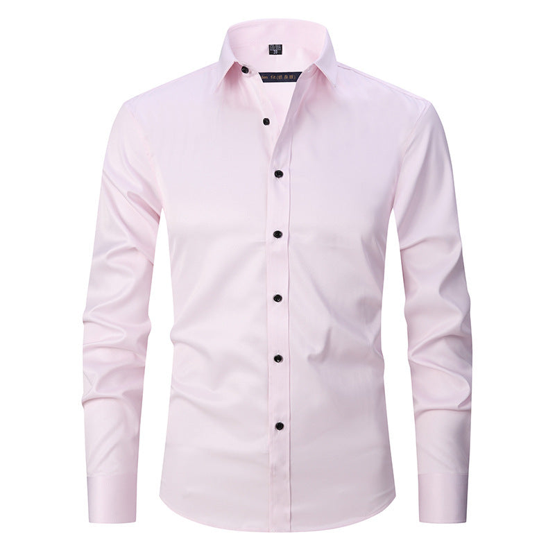 Allen – Long-sleeved slim men's shirt in solid stretch