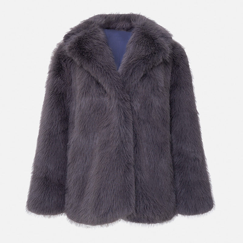 Short Faux Fur Coat For Women With Soft Tailored Fit And Elegant Chic Style In Six Colors