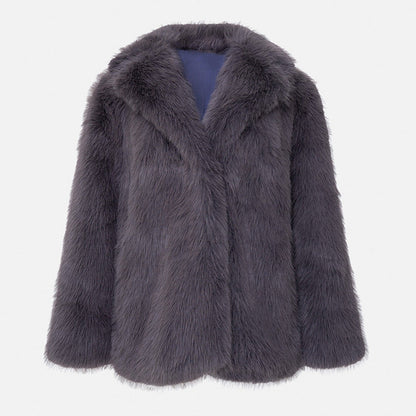 Short Faux Fur Coat For Women With Soft Tailored Fit And Elegant Chic Style In Six Colors
