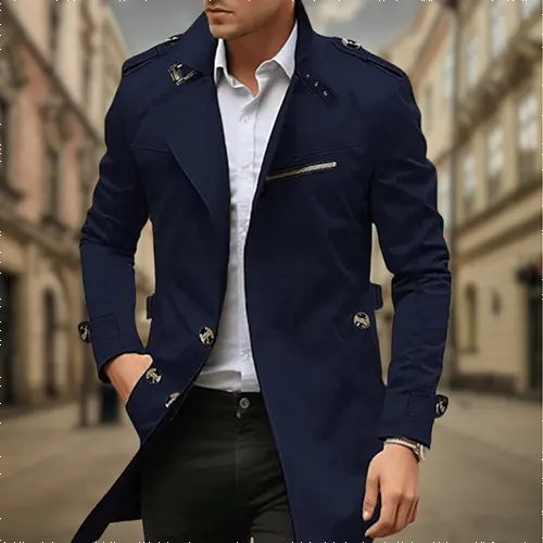 Lilian Long Coat For Men Chic Look And Confidence With Structured Cut And Details