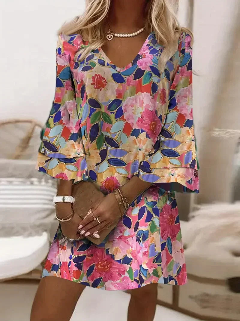 Women's dress with V-neck | Mini