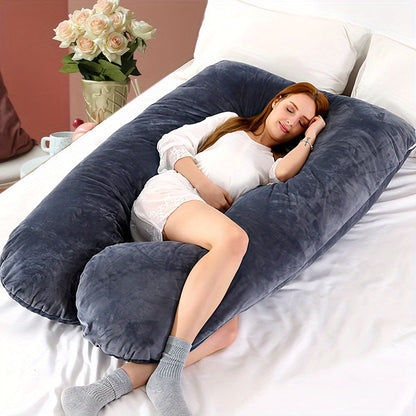 MumLuxe Pregnancy Pillow Luxurious Crystal Velvet U Shaped Full Body Support For Expecting Moms