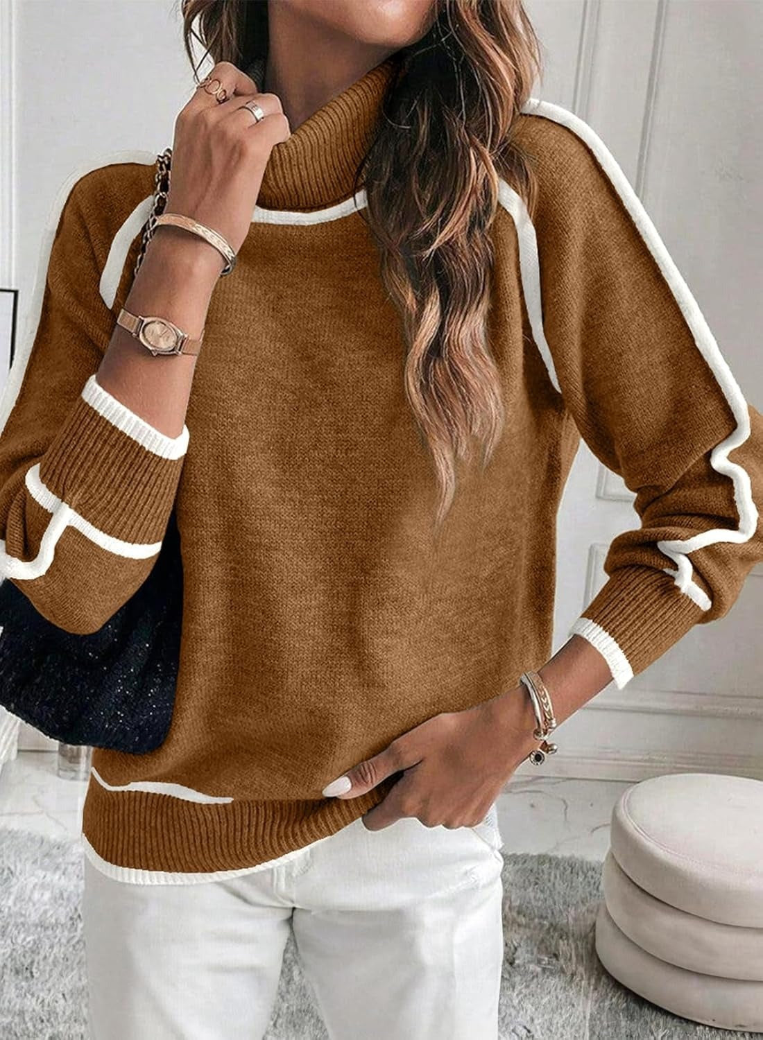 Knit Turtleneck Sweater For Timeless Comfort And Warmth With Relaxed Minimalist Fit For Office And Casual