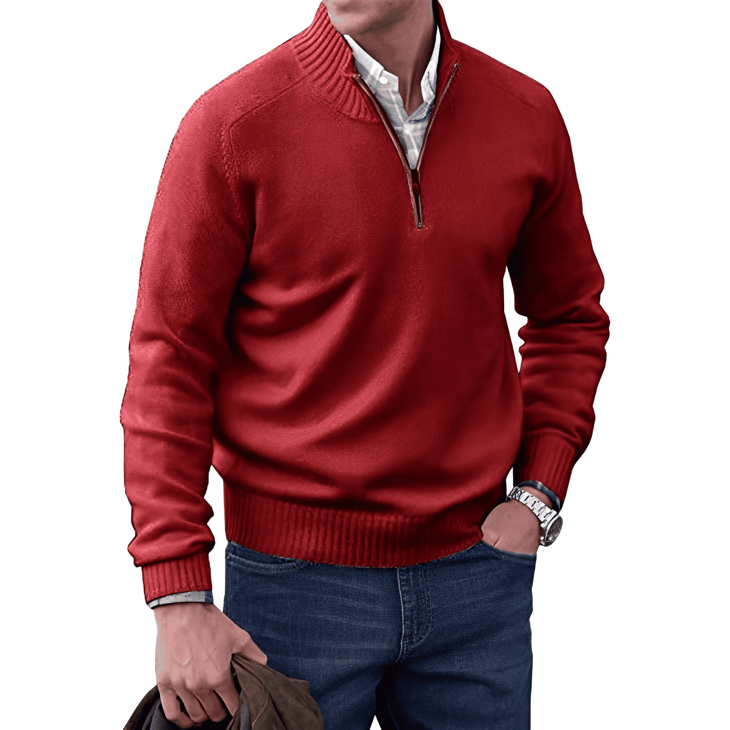 Evan Men's Knitted Half-Zip Pullover Jumper for Layering Warmth and Everyday Comfort By TrendAura