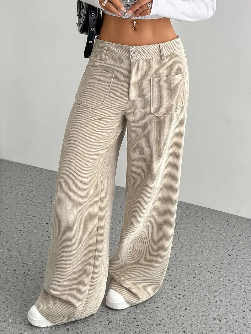 Lola Wide Corduroy Pants For Women Comfortable Cotton Blend Relaxed Fit Cozy Warmth