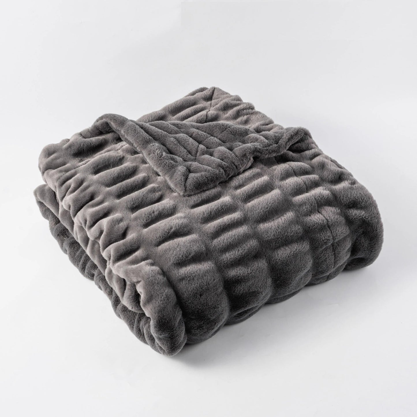 Plush Textured Throw Blanket With Quilted Design