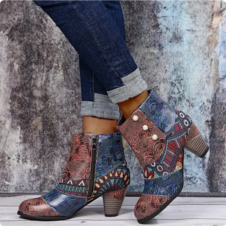 Jasira Retro Waterproof Boots For Urban Explorers Keeps Feet Dry In Rain Ethnic Pattern