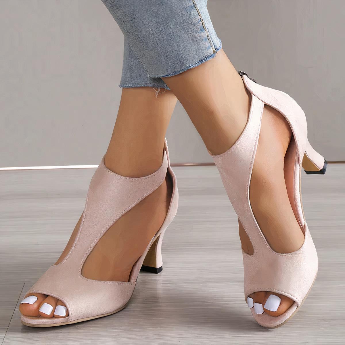 Lola Peep Toe Sandals With Zipper For Women - Elegant Breathable Comfort With Supportive Insole