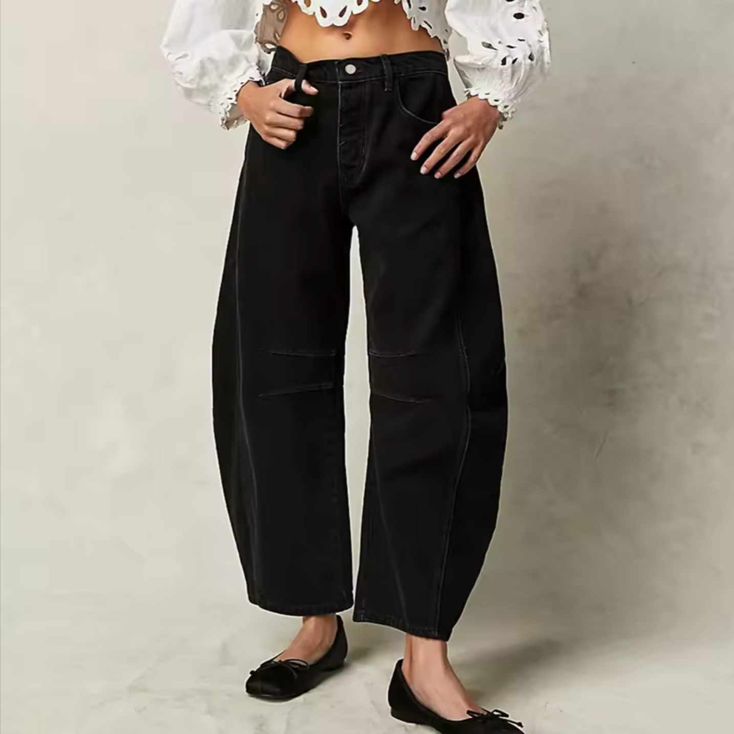 Women's Jeans – Relaxed Fit – Barrel Leg – Animal Print – Full Length – Denim