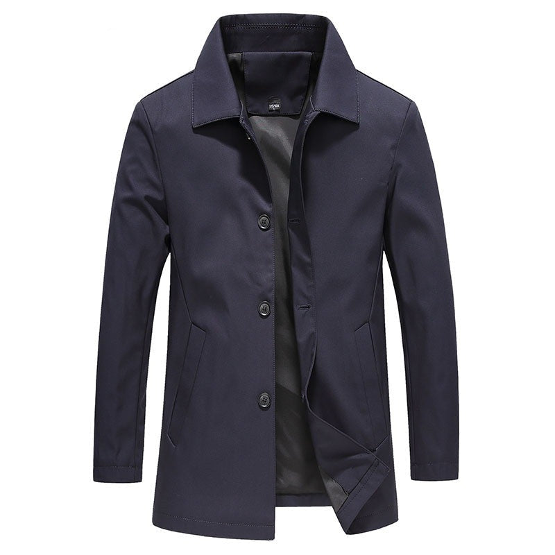 TrendAura Nordisk Flair Men’s Trench Coat Tailored Fit Cotton Blend Button Front Classic Collar