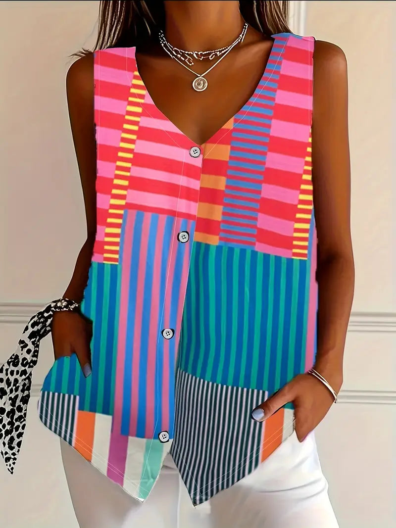 Women's Patterned Blouse with Lightweight Fabric and Relaxed Fit