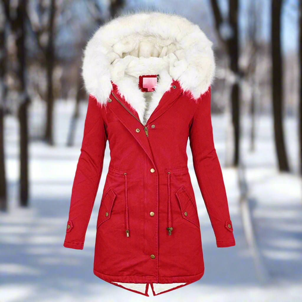 Women’s Parka Jacket – Tailored Fit – Water-Repellent – Faux Fur Hood – Long Length