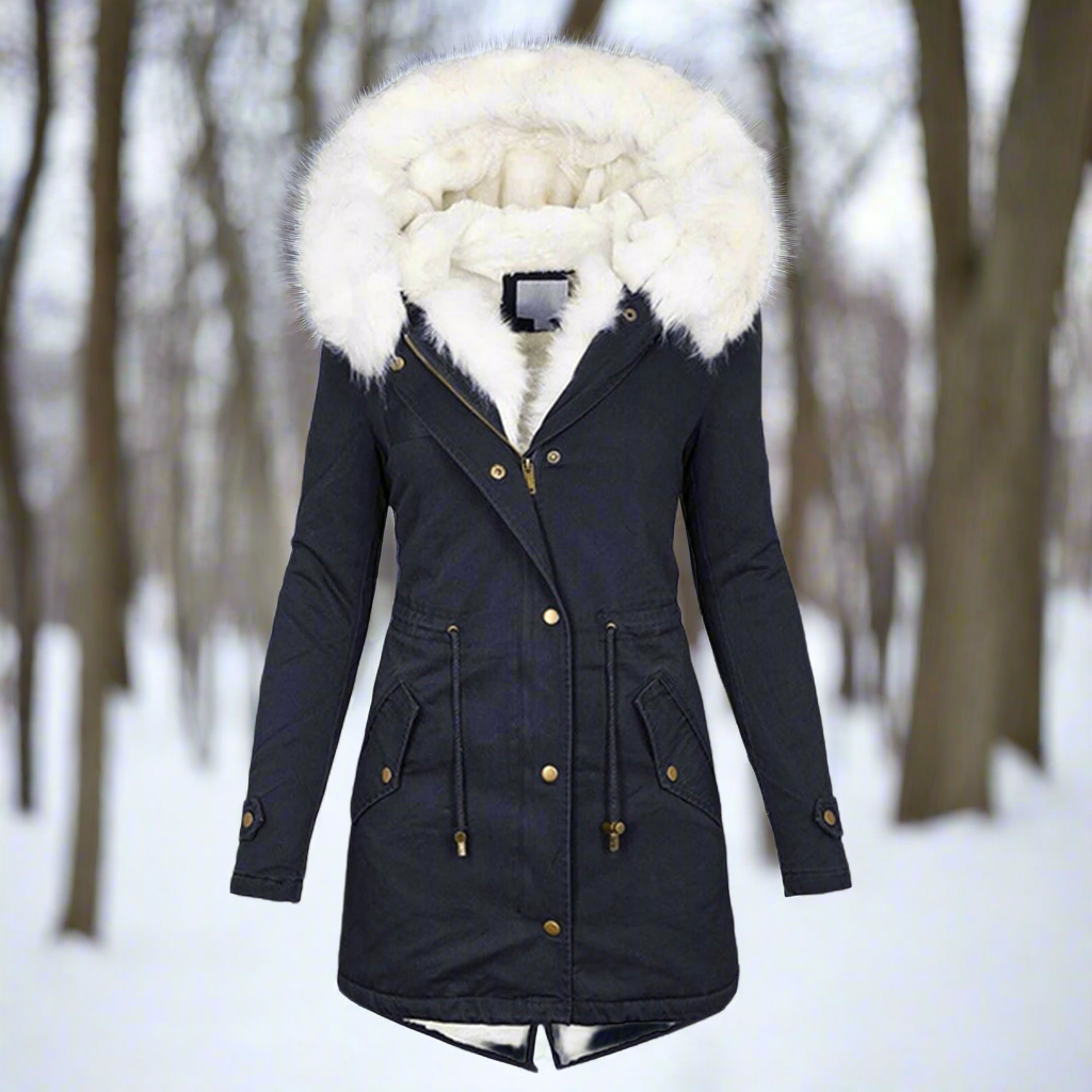 Women’s Parka Jacket – Tailored Fit – Water-Repellent – Faux Fur Hood – Long Length