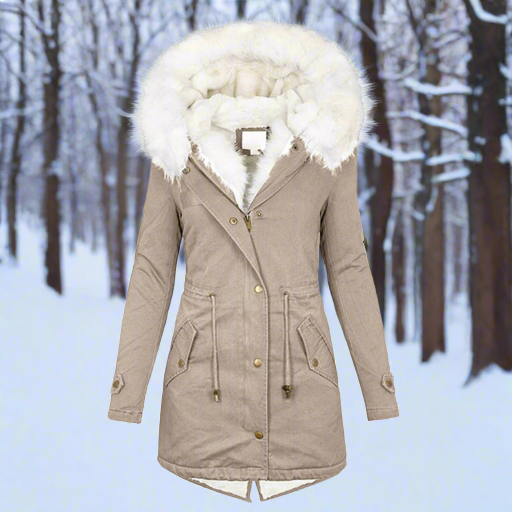Women’s Parka Jacket – Tailored Fit – Water-Repellent – Faux Fur Hood – Long Length
