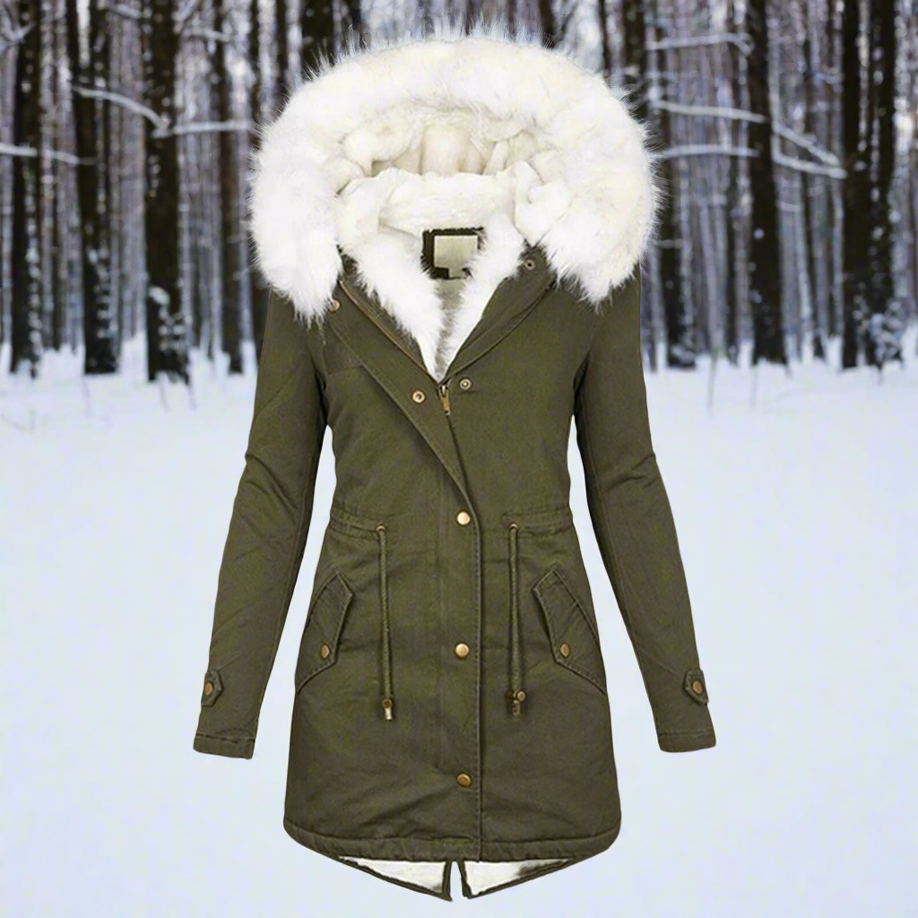 Women’s Parka Jacket – Tailored Fit – Water-Repellent – Faux Fur Hood – Long Length