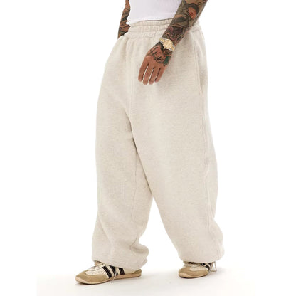TrendAura Knit Soft Baggy Sweatpant - Premium Cotton, Oversized Wide Leg, Elastic Waistband