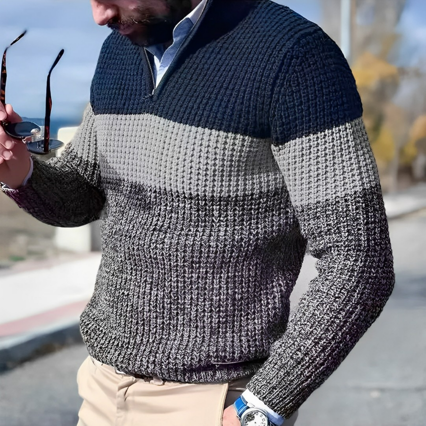 Tommy Men's Color Block Pullover Warmth And Comfort For Everyday Casual Wear And Versatile Style