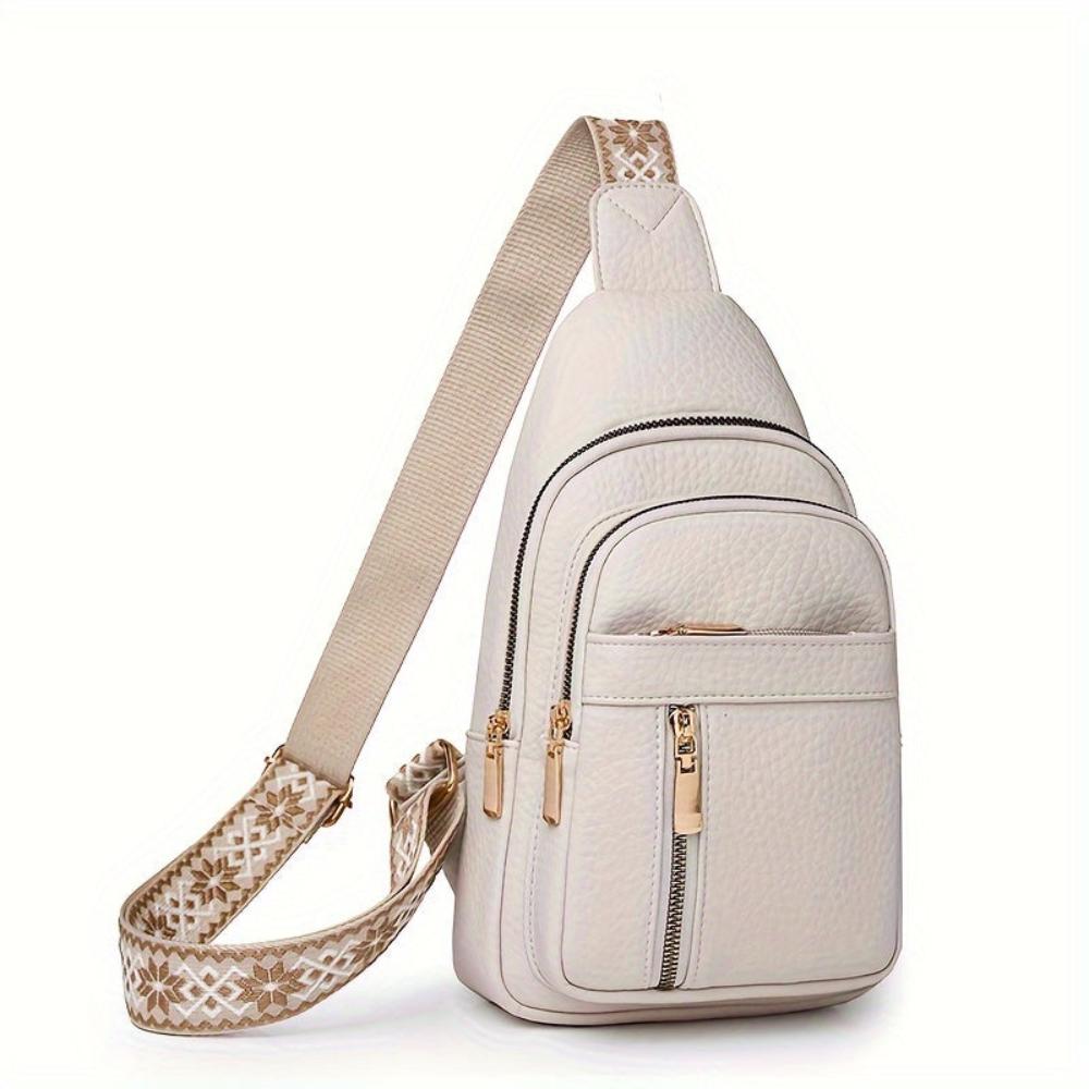 TrendAura Margaret Vegan Leather Sling Crossbody Bag - Compact Everyday Organizer With Multiple Zip Compartments