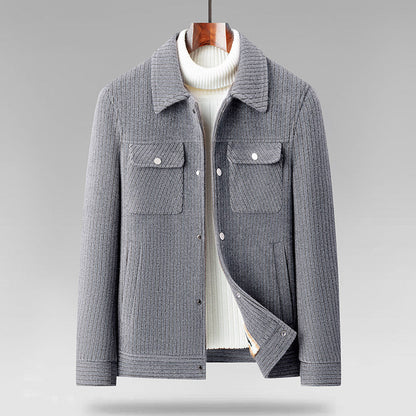 Men's Transitional Jacket With Shirt Collar And Button Placket For Smart Casual Comfort