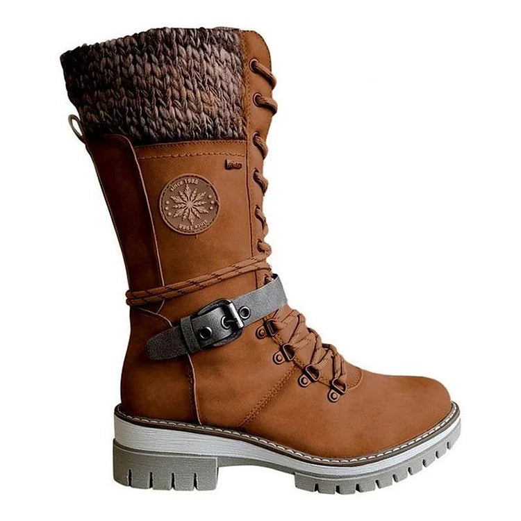 NOVA Warm Knee High Winter Boots For Women Winter Ready Comfort Cross Tied Lace Up Durable Style