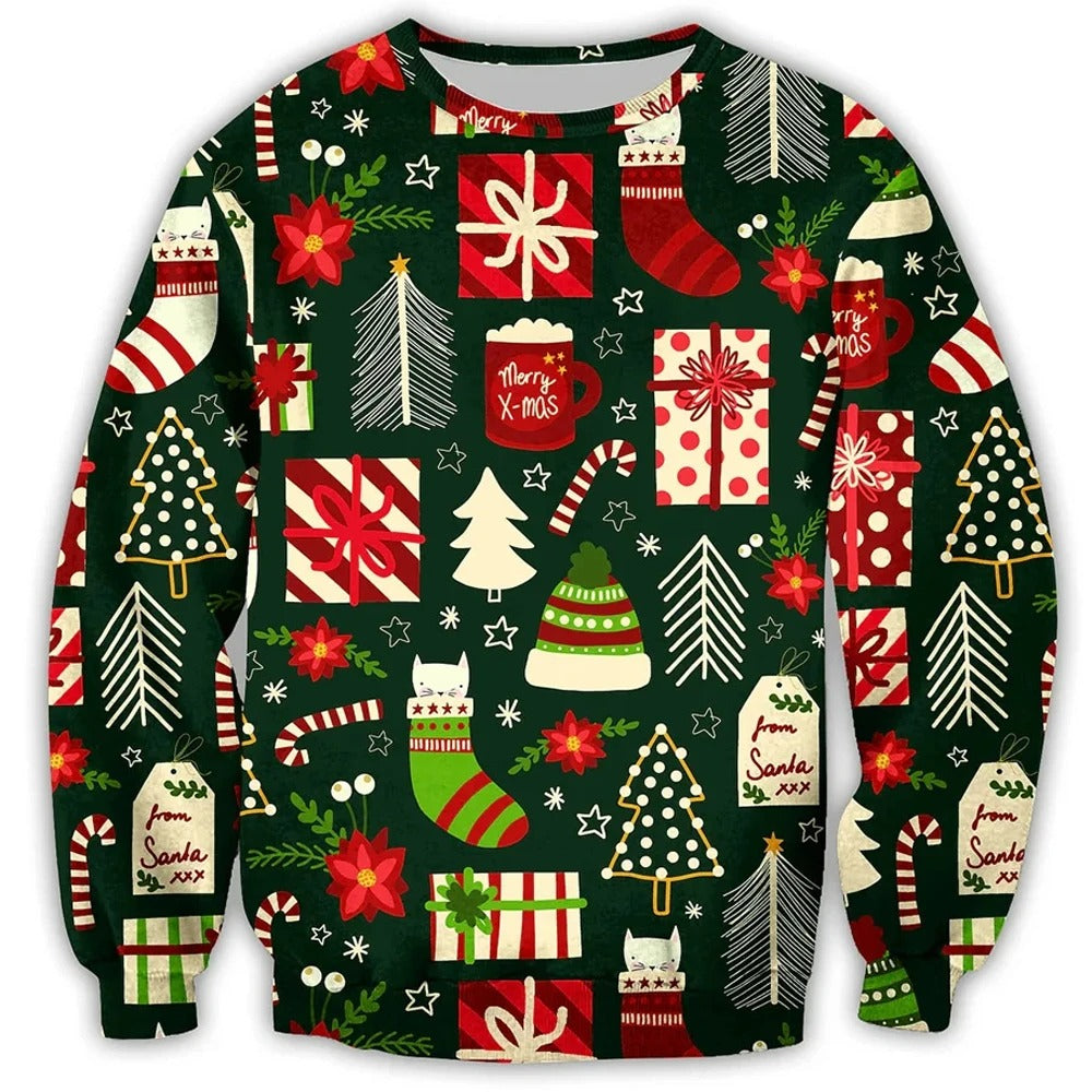 Mateo Men's Christmas Crew Neck Sweater - Soft Cotton Poly Blend for Festive Comfort and Colorful Patterns
