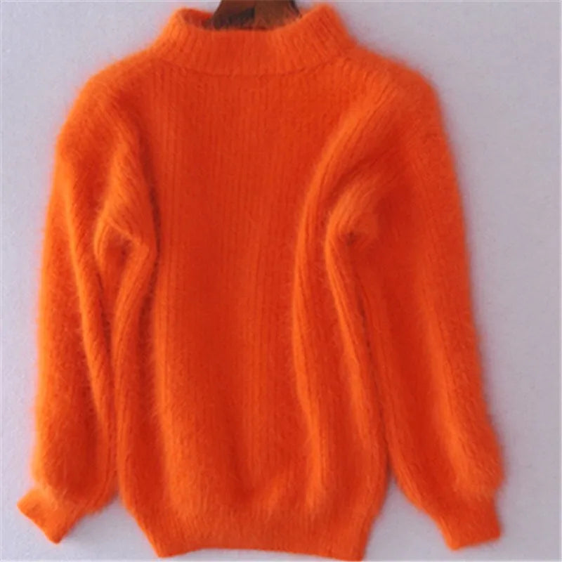 Fuzzy turtleneck for women