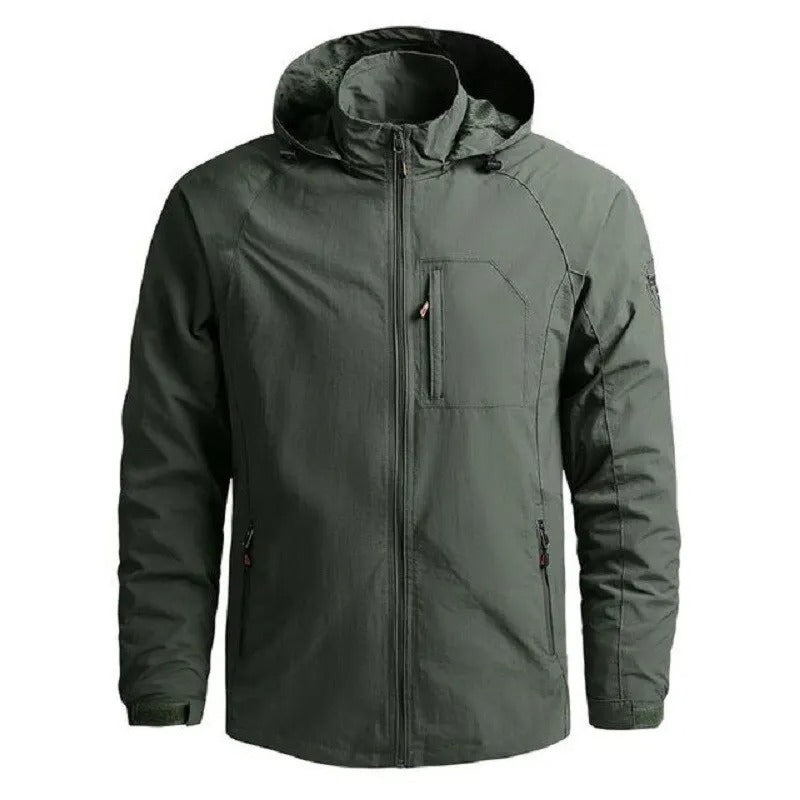 Lightweight Windbreaker Cargo Jacket For Men With Hooded Comfort And Ventilated Utility