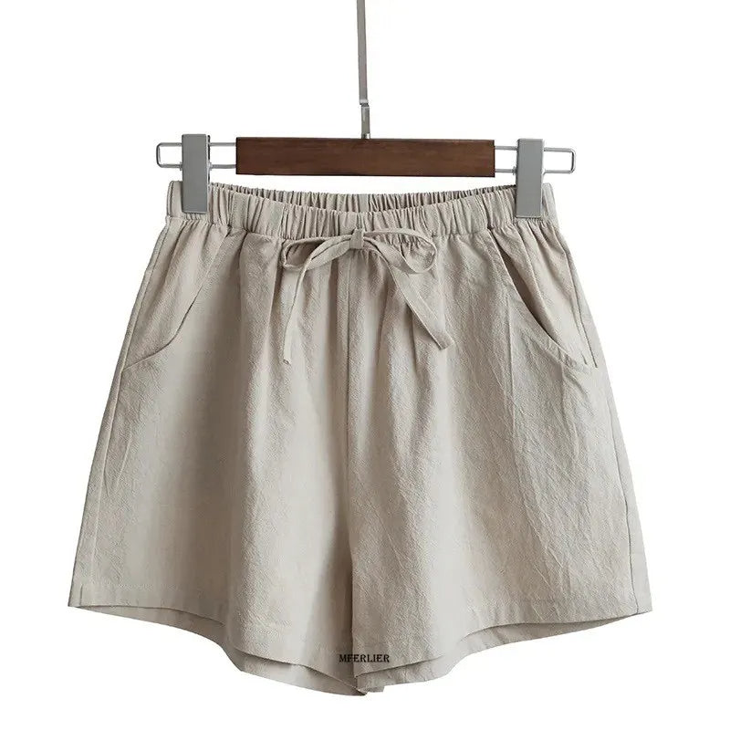Plus Size Linen Shorts High Waisted Beach Ready Summer 2025 Breathable Cotton Blend