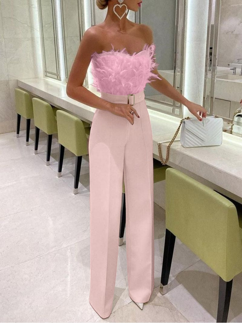 Kiera Feather Top Set For Women Fitted Bodice With Flowy Skirt Glamorous Eveningwear