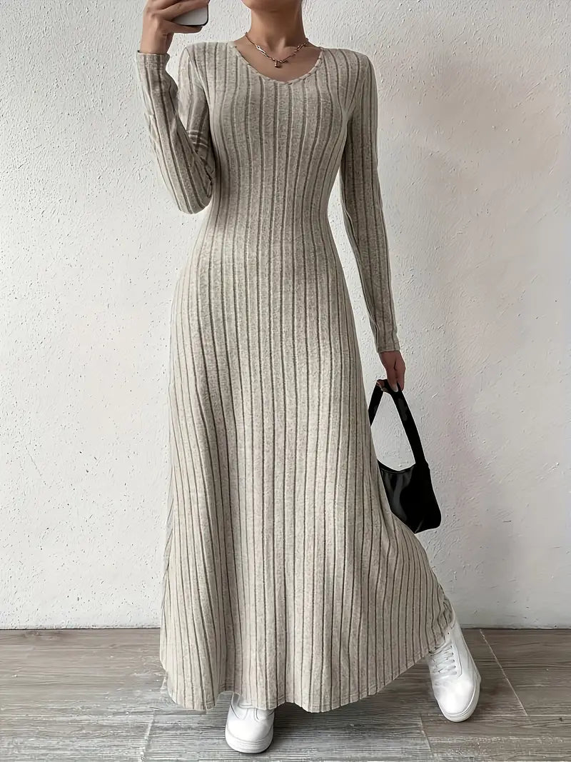 Women's Long Sleeve Maxi Dress | Ribbed Design