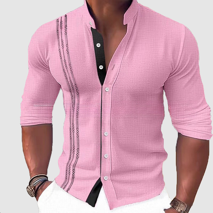 Haruto Unisex Long Sleeve Collar Shirt With Button Placket
