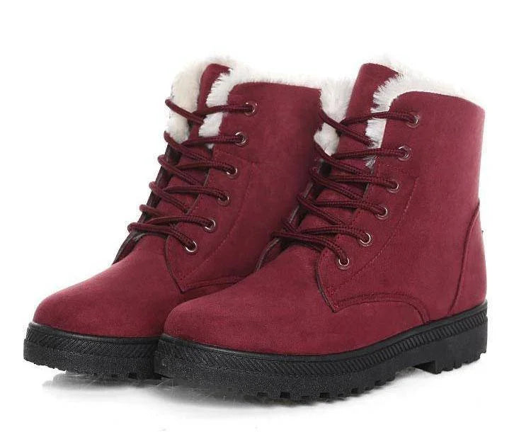 Luca Women's Winter Non Slip Lace Up Snow Boots With Plush Lining And Cozy Flock Upper For Work And Casual Snowy Wear